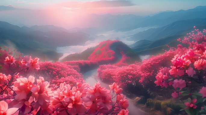 4k杜鹃花映山红视频素材