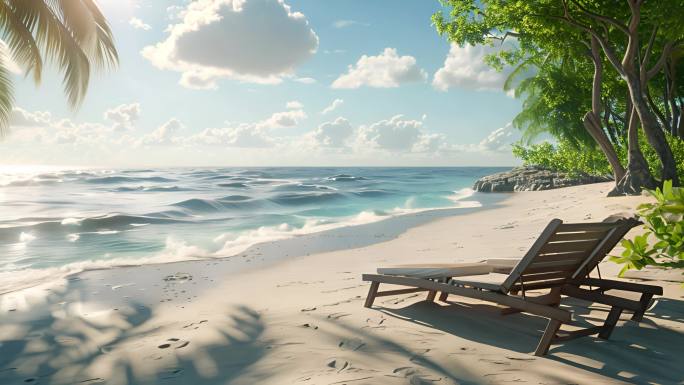 海滩阳光与碧海蓝天