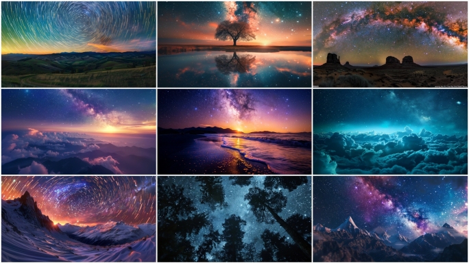 星空银河延时唯美星空星轨星光灿烂星空背景