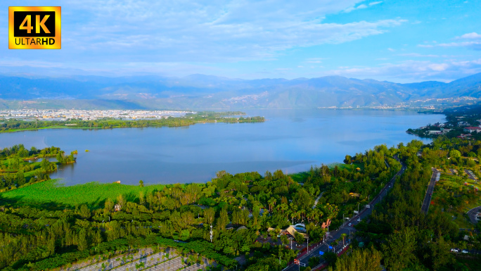 航拍四川西昌邛海公园航拍4K