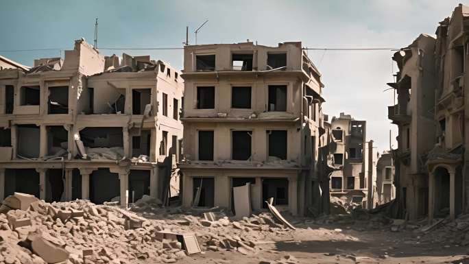 被战争摧毁的废墟城市