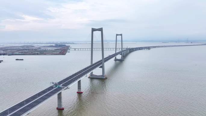4K航拍深中通道跨海大桥中山大桥深中