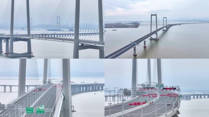 4K航拍深中通道跨海大桥中山大桥深中