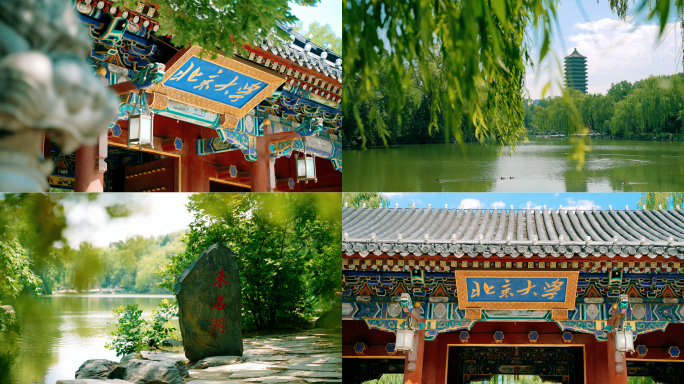 北大大学校门 未名湖 博雅塔