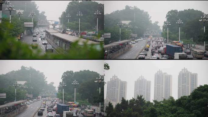 空气湿度大能见度低城市雾霾回南天