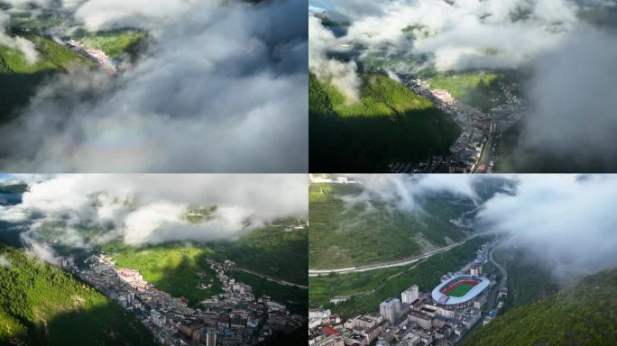 四川甘孜州康定城市航拍4K御三3