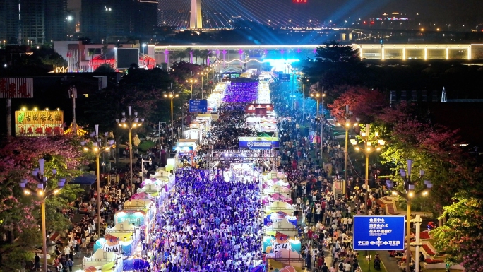 美食节人流 顺德陈村美食文化节航拍素材