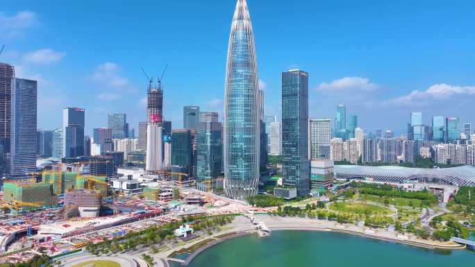 中国华润大厦南山区深圳人才公园航拍春笋大