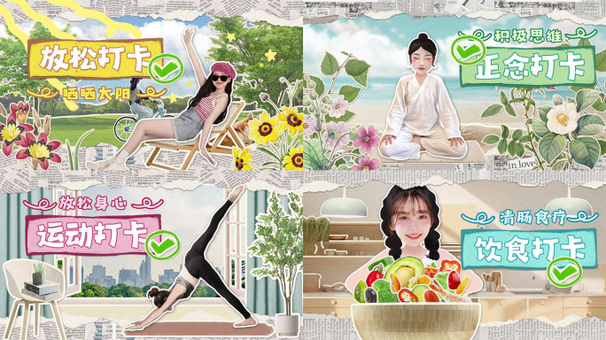 拼贴动画《逃离焦虑 健康打卡》