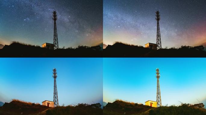 广西绝美星空银河黑夜至白天4K