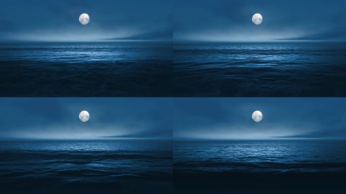 大海月亮满月月夜