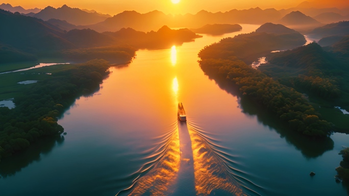 长江黄河河流航拍山脉风景