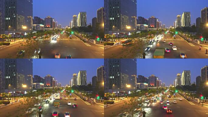 杭州市西湖区目干山路交叉口城市交通晚高峰