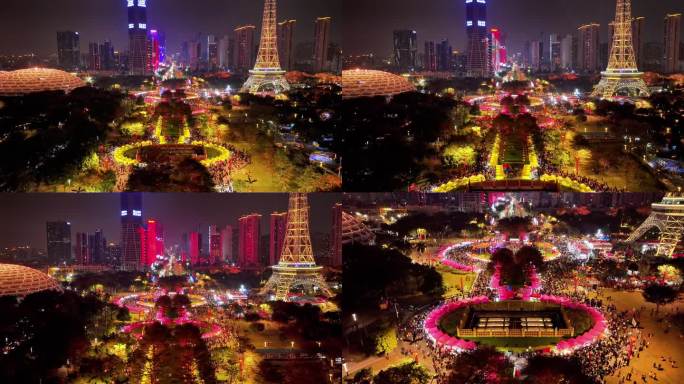 2024年禅城区迎春花市人流航拍延时
