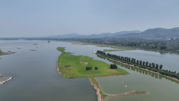 河道 河流 湿地 绿地 航拍 低空 水系