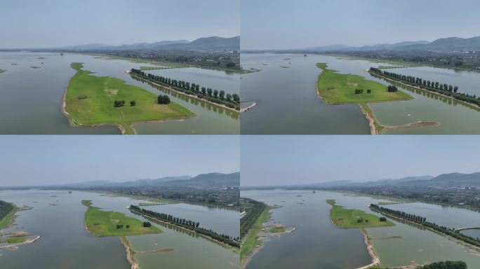 河道 河流 湿地 绿地 航拍 低空 水系
