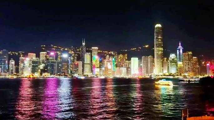 维多利亚港夜景延时摄影