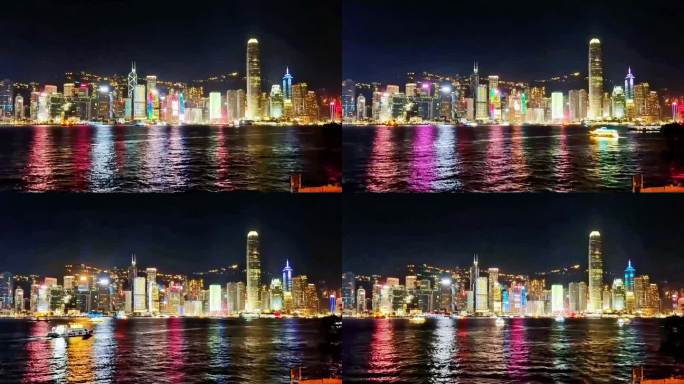 维多利亚港夜景延时摄影