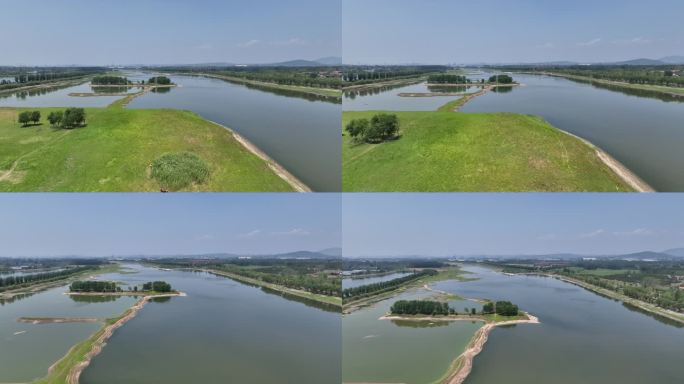 河道 河流 湿地 绿地 航拍 低空 水系