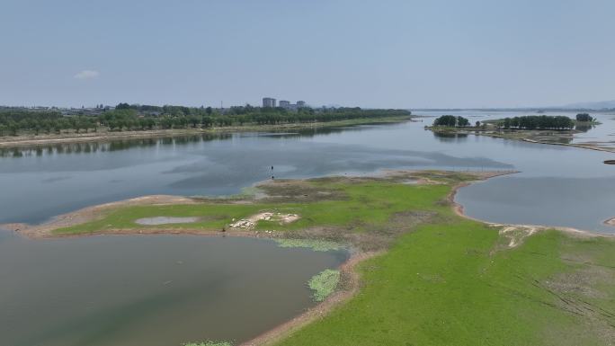 蒙阴 云蒙 水库航拍湿地 水利 河道低空