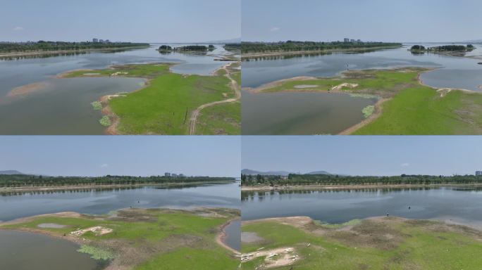 蒙阴 云蒙 水库航拍湿地 水利 河道低空