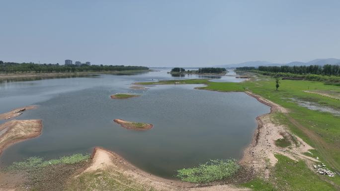 河道 河流 湿地 绿地 航拍 低空 水系