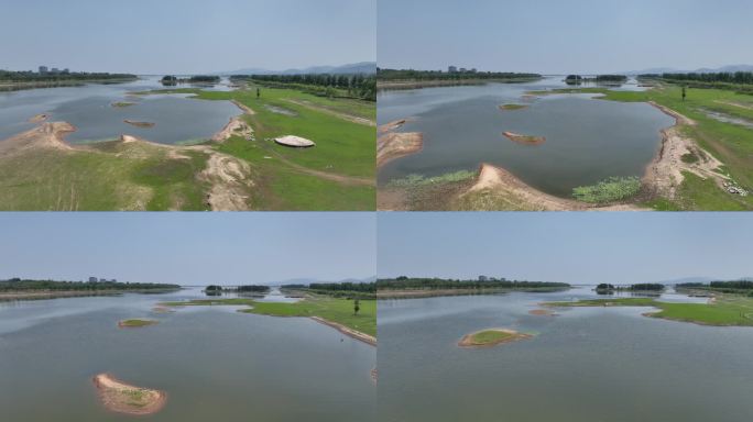 河道 河流 湿地 绿地 航拍 低空 水系