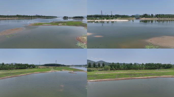 河道 河流 湿地 绿地 航拍 低空 水系