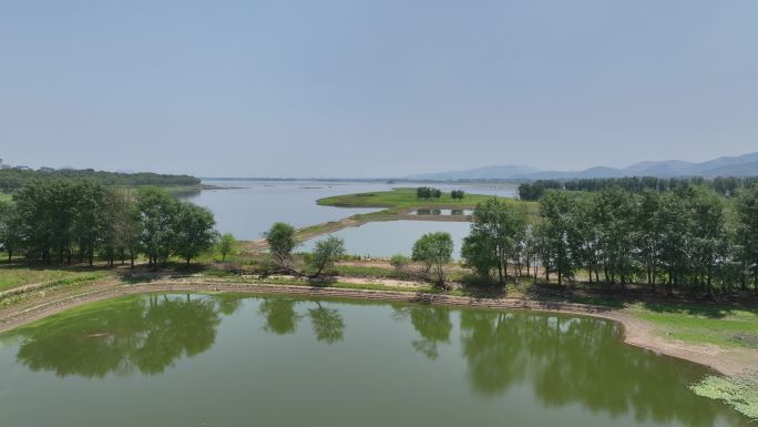 蒙阴 云蒙 水库航拍湿地 水利 河道低空