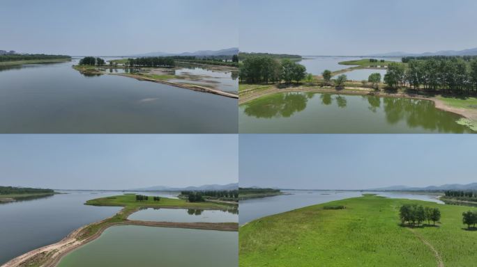 蒙阴 云蒙 水库航拍湿地 水利 河道低空