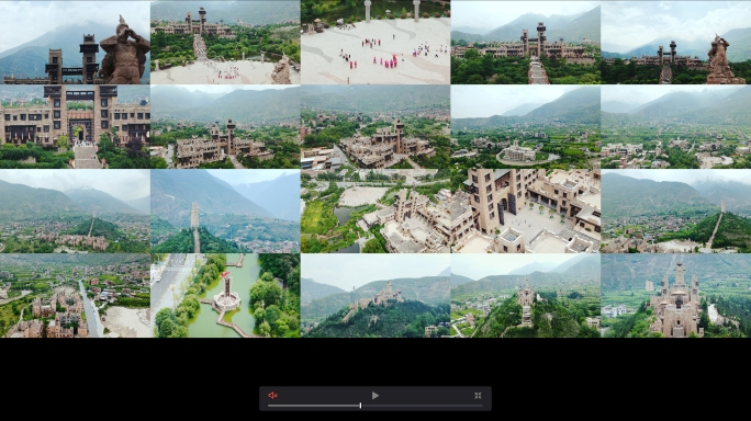 阿坝茂县古羌城全貌多镜头合集