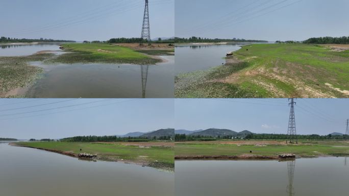 河道 河流 湿地 绿地 航拍 低空 水系