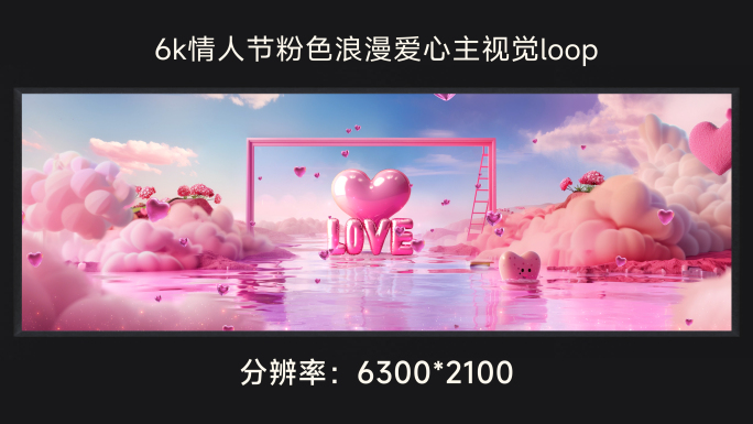 6k情人节粉色浪漫爱心主视觉loop