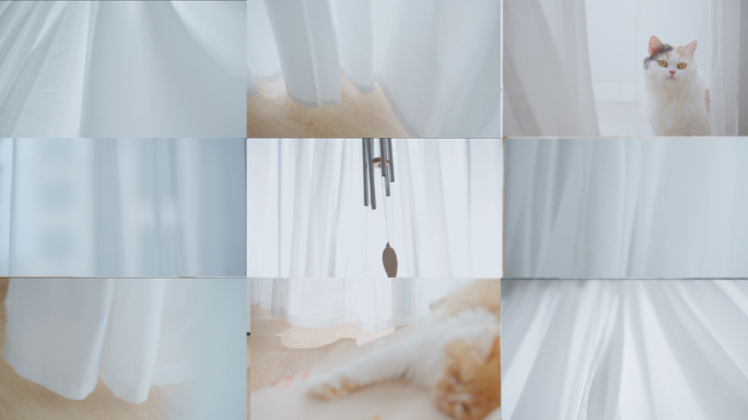 唯美清新窗帘飘动房间读书室内空镜视频素材