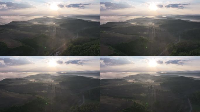 日出平流雾航拍素材（4K）