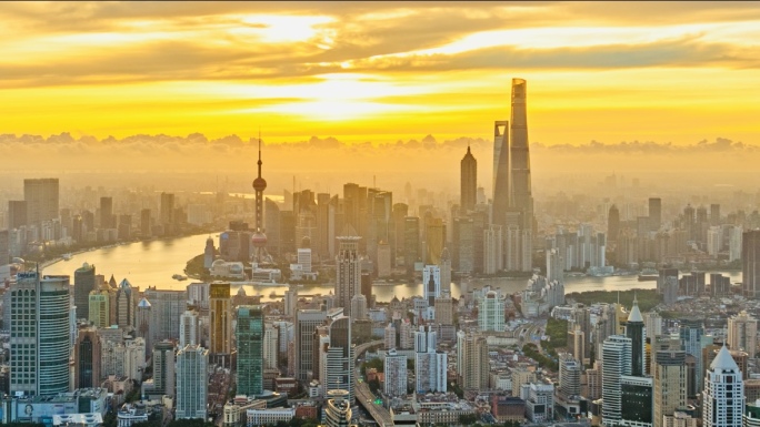 上海外滩陆家嘴金融城航拍
