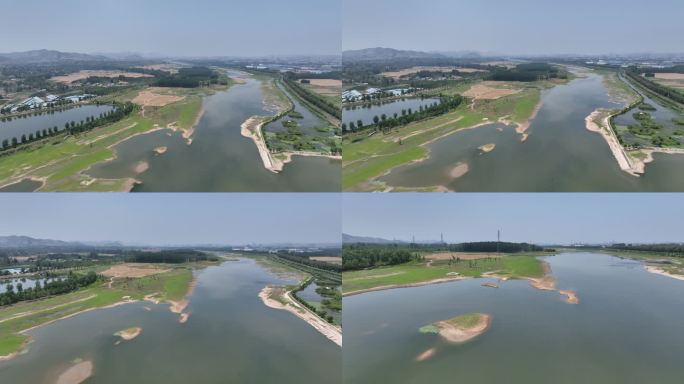 河道 河流 湿地 绿地 航拍 低空 水系
