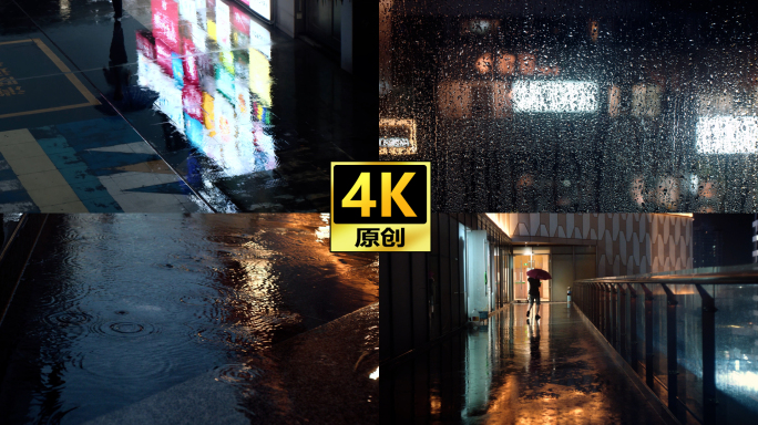 4k雨夜城市商业街宣传片片头