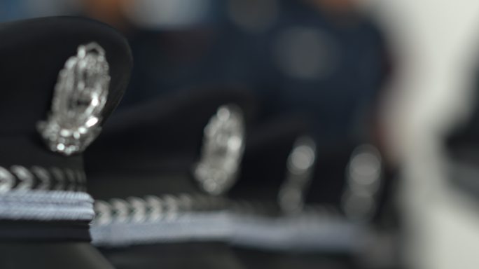 警察警帽警徽为人民服务【组镜】