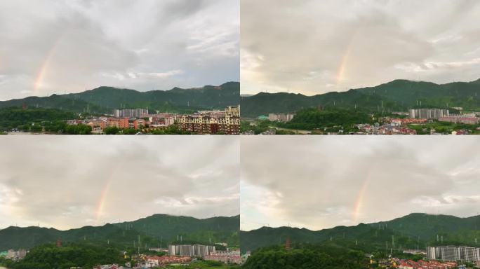 风雨之后小城出现一道彩虹