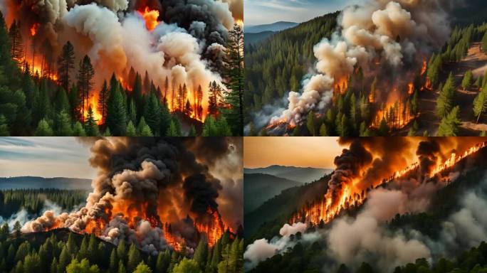 航拍自然灾害森林火灾