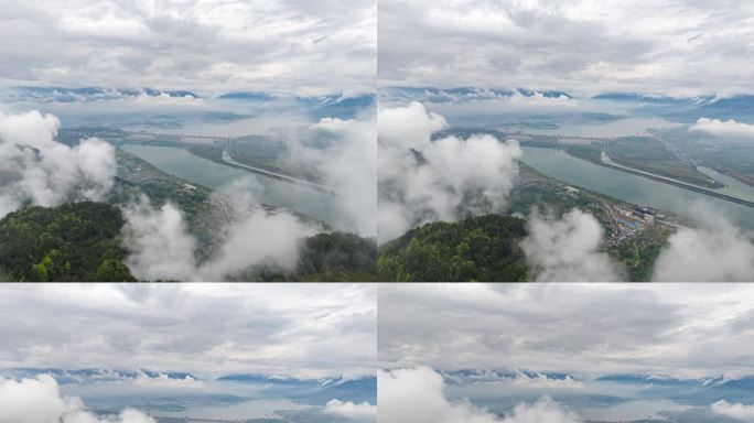 三峡大坝无人机延时视频素材
