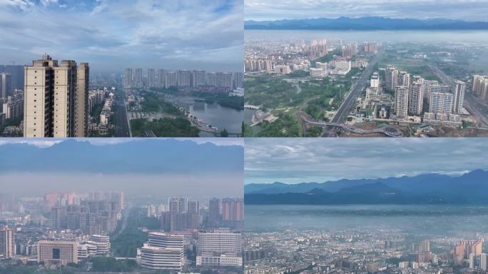 公园城市-四川什邡航拍素材