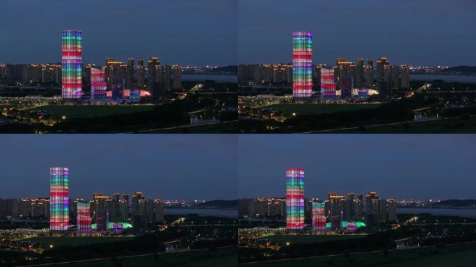 下沙东部湾新城 企业总部 夜景亮灯大楼