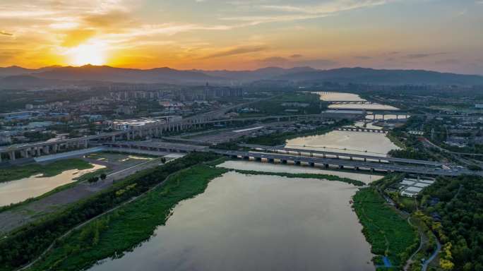 北京丰台 永定河航拍延时