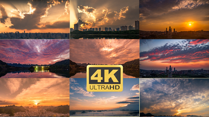 实拍日出日落朝霞晚霞夕阳天空延时4K素材