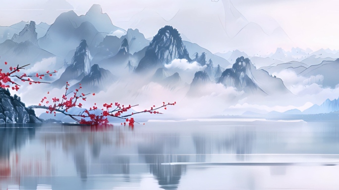 国风背景 舞台背景 山水 水墨 背景
