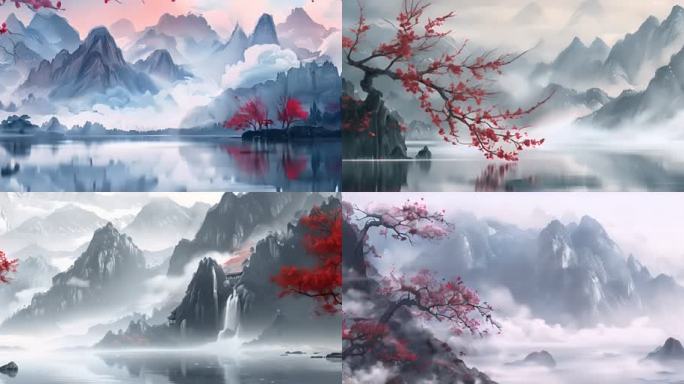 国风背景 舞台背景 山水 水墨 背景