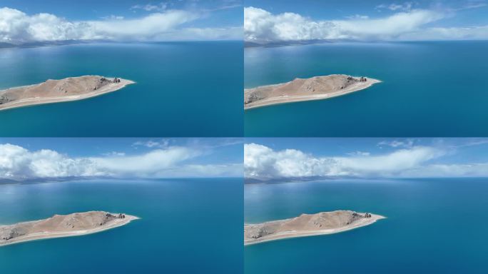 航拍西藏拉萨纳木措风景区扎西半岛风光