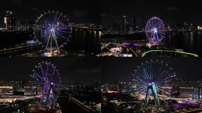 深圳宝安欢乐港湾摩天轮夜景航拍合集3